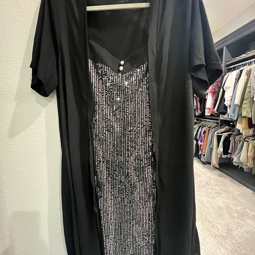 Black and Silver Sequin Dress